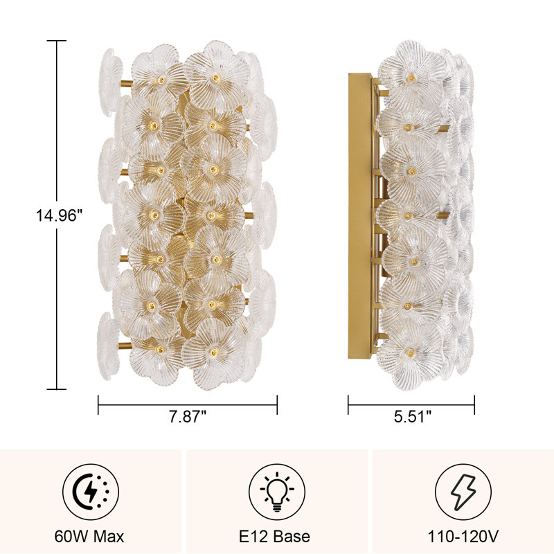 Mercer41 Glass Floral Wall Sconce | Wayfair